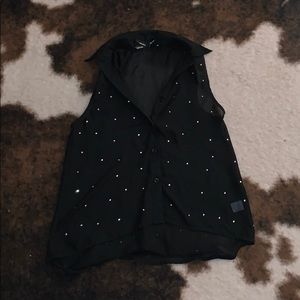 sheer bedazzled blouse